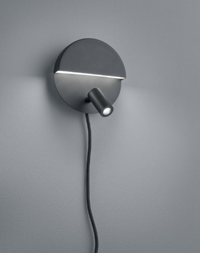 Immagine di Applique Moderna Doppia Emissione Mario Nero Con Faretto Orientabile Trio Lighting