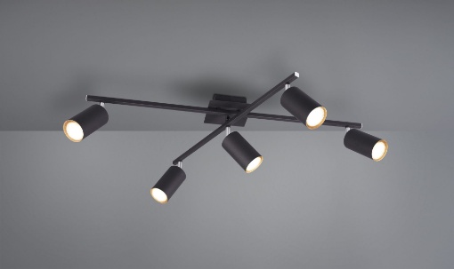 Immagine di Lampada Soffitto 5 Faretti Spot Orientabili Marley Nero Trio Lighting