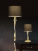 Immagine di Lumetto Moderno Nandor Oro Tessuto Nero Doppia Accensione Trio Lighting