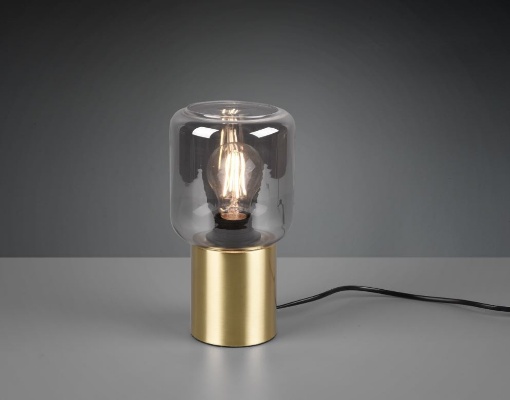 Immagine di Lumetto Moderno Base Ottone e Paralume Vetro Fumé Nico Trio Lighting