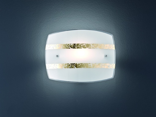 Immagine di Applique Paralume Vetro Decoro Foglia Oro Nikosia Trio Lighting