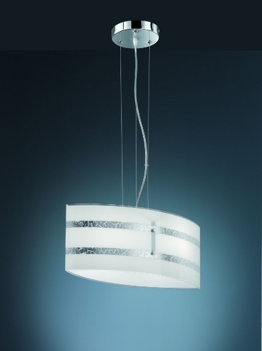 Immagine di Sospensione Moderna Vetro Decori Foglia Argento Nikosia Trio Lighting