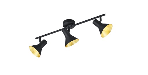 Immagine di Lampada Soffitto 3 Faretti Spot E14 Nina Nero e Oro Trio Lighting