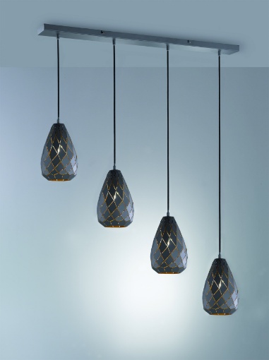 Picture of Sospensione in Linea Per Penisola 4xE27 Onyx Trio Antracite Lighting