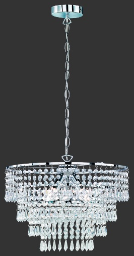 Immagine di Lampadario Orient 3 Luci E14 Cromo Ø42 cm Pendenti Decorativi Trio Lighting