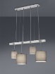 Immagine di Lampadario Padme Barra Legno 4 Paralumi Tessuto Grigio Trio Lighting