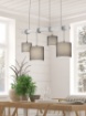 Immagine di Lampadario Padme Barra Legno 4 Paralumi Tessuto Grigio Trio Lighting