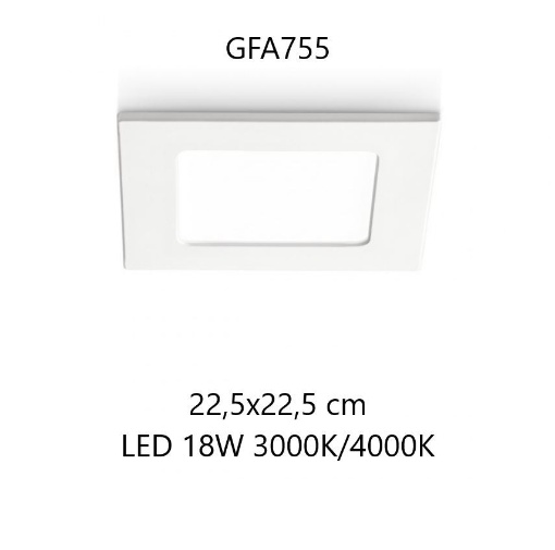 Immagine di Faretto Quadrato Incasso Maia 22,5 cm Led 18w GFA755 Gea Led