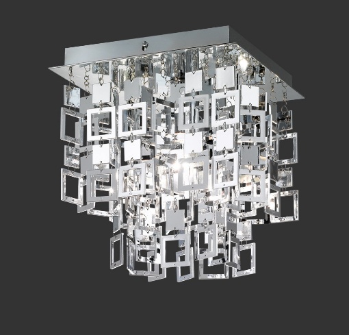 Immagine di Plafoniera Cromo Quadrata Pendenti Decorativi Trio Lighting