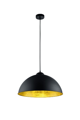 Immagine di Sospensione Moderna Romino II Paralume Campana Metallica Nera Ø50 cm Trio Lighting