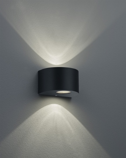 Immagine di Applique Stondata Doppia Luce Led Rosario Nero IP44 Trio Lighting