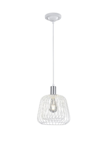 Immagine di Sospensione Sanna Paralume Gabbia Metallo Bianco Ø25 cm Trio Lighting