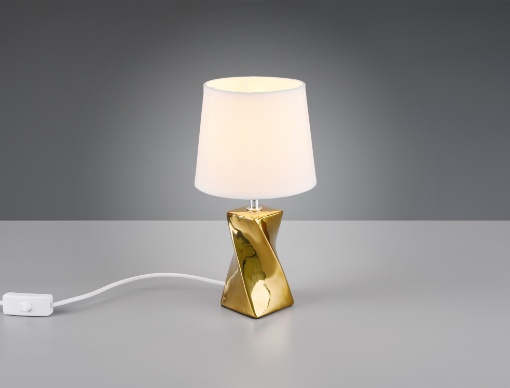 Immagine di Lume Da Tavolo Abeba Oro Paralume Bianco Ø15 cm Trio Lighting