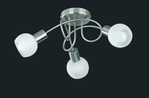 Immagine di Lampada da Soffitto Girandola 3 Faretti Coppe Vetro E14 Antibes Nichel Trio Lighting