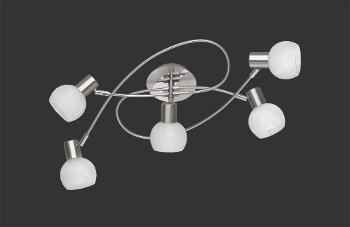 Immagine di Lampada da Soffitto Girandola 5 Faretti Coppe Vetro Antibes Nichel Trio Lighting