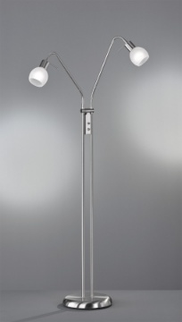 Immagine di Piantana Struttura Nichel con Paralumi Vetro Bianco 2xE14 H125 cm Antibes Trio Lighting