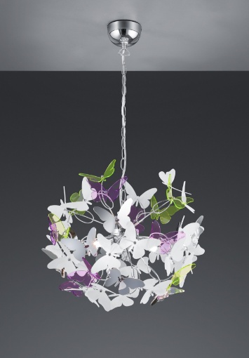 Immagine di Sospensione Butterfly 4xG9 Cromo Farfalle Multicolor Ø50 cm Trio Lighting