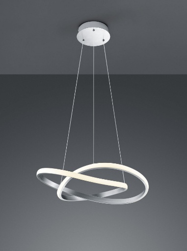 Immagine di Sospensione Moderna Course Nichel Led Dimmer 3 Intensità Ø60 cm Trio Lighting