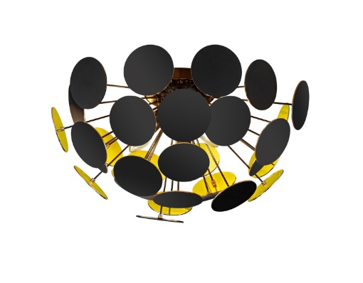 Immagine di Plafoniera Discalgo 3xE14 Nero con Cerchietti Decorativi Ø54 cm Trio Lighting