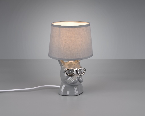 Immagine di Lumetto Dosy Ceramica Grigia Forma di Cane Trio Lighting