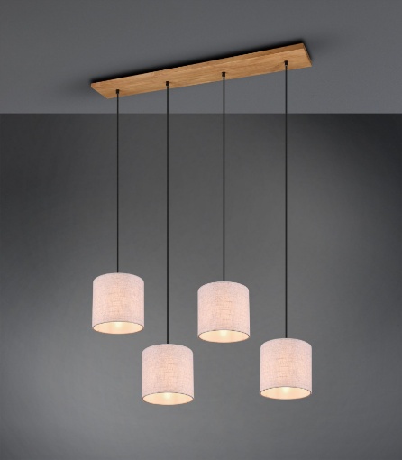 Immagine di Sospensione Nichel in Linea Elmau 4 Paralumi Sabbia Trio Lighting