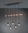 Immagine di Sospensione Industrial 5 Luci Asta Legno Forester Nichel Anticato Trio Lighting