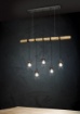 Immagine di Sospensione Industrial 5 Luci Asta Legno Forester Nichel Anticato Trio Lighting