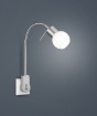 Immagine di Applique Braccio Flessibile Fred Nichel con Paralume Vetro Bianco Trio Lighting