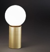 Immagine di Lume da Tavolo Oro con Paralume Sferico Vetro Bianco Birillo Perenz 6764 OR