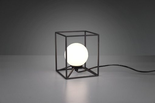 Immagine di Lumetto Comodino Sfera Vetro e Gabbia Nera 14x14 cm Trio Lighting