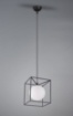 Picture of Sospensione Gabbia Cubo Nero con Sfera Vetro Bianco Trio Lighting