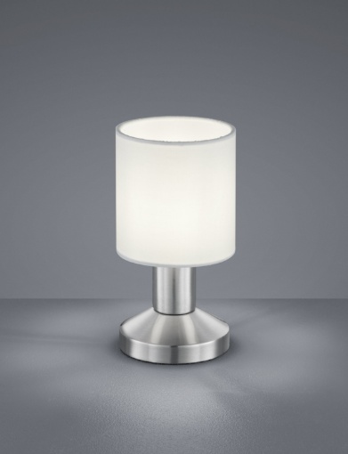 Immagine di Lumetto Cilindro Garda Struttura Nichel Paralume Tessuto Bianco Trio Lighting