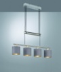 Immagine di Lampadario a Sospensione Garda Nichel 4 Paralumi Tessuto Tortora Trio Lighting