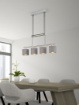 Immagine di Lampadario a Sospensione Garda Nichel 4 Paralumi Tessuto Tortora Trio Lighting