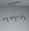 Immagine di Sospensione 6xE27 Industrial Tubi Idraulici Argento Anticato Gotham Trio Lighting