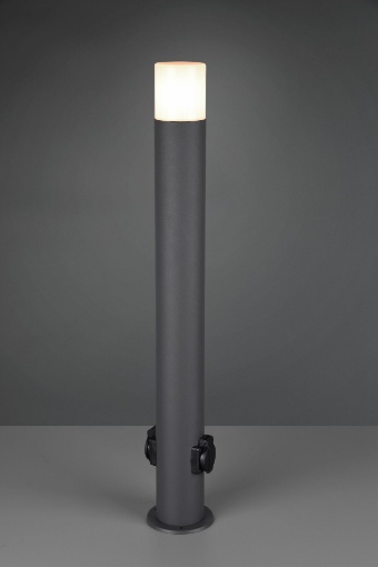 Immagine di Palo Da Esterno Hoosic 1xE27 Con 2 Prese Schuko Antracite H80 cm IP44 Trio Lighting