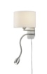 Immagine di Applique Hotel Nichel Paralume Rotondo Bianco con Luce Lettura Trio Lighting