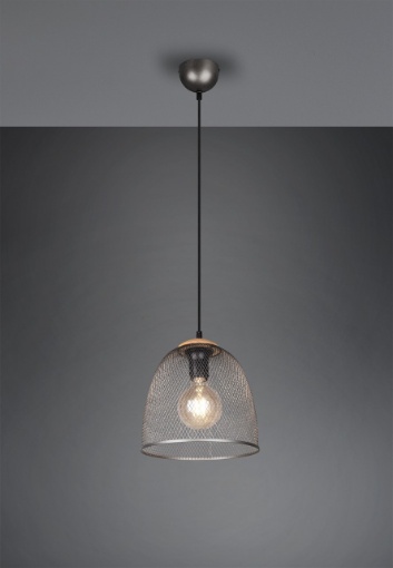 Immagine di Sospensione Ivar Nichel Anticato Paralume Reticolato Metallico Ø25 cm Trio Lighting