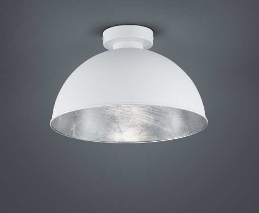 Immagine di Plafoniera Cupola Jimmy 1xE27 Bianco Interno Argento Ø31 cm Trio Lighting