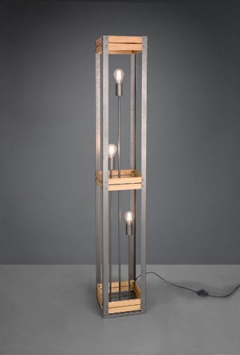 Picture of Piantana Vintage Rustico Natural Wood Khan Nichel Antico H153 cm Trio Lighting