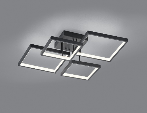 Immagine di Plafoniera Sorrento 4 Quadrati Neri Led Switch Dimmer Integrato Trio Lighting