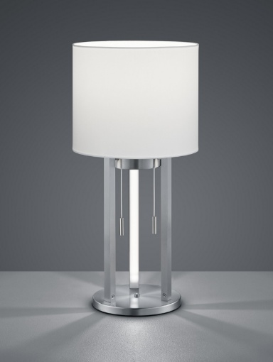 Immagine di Lampada da Tavolo Tandori Nichel Paralume Bianco Ø25 cm Trio Lighting