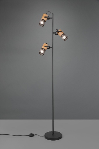 Picture of Piantana Tosh Nero 3xE14 Legno e Gabbia Metallica H150 cm Trio Lighting