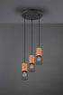 Immagine di Sospensione Tosh Piastra Rotonda Nera 3 Paralumi Gabbie Metalliche Trio Lighting