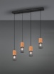 Immagine di Sospensione Penisola Tosh 4xE27 Legno e Gabbia Metallica L65 cm Trio Lighting