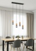 Immagine di Sospensione Penisola Tosh 4xE27 Legno e Gabbia Metallica L65 cm Trio Lighting