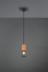 Immagine di Sospensione Pendente Singolo Tosh Gabbia Metallica con Inserto Legno Ø10 cm Trio Lighting