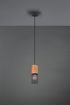 Immagine di Sospensione Pendente Singolo Tosh Gabbia Metallica con Inserto Legno Ø10 cm Trio Lighting