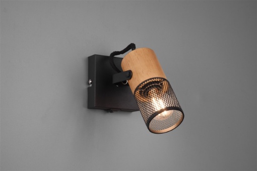 Picture of Faretto Spot Tosh Nero 1xE14 Legno con Gabbia Metallica L9 cm Trio Lighting