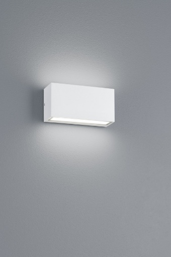 Immagine di Lampada da Parete per Esterno Rettangolo Bianco Doppia Luce Led Trent IP65 Trio Lighting